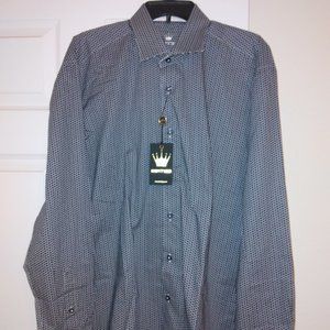 NEW BERTIGO Men's Long Sleeve Button Down Shirt { Geometric Design}